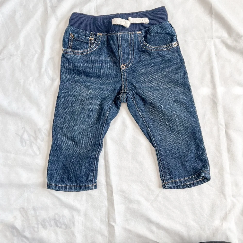 Baby Gap Denim Jeans with Navy Tie Waistband Size 12-18 Months